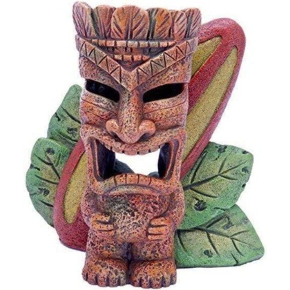 Penn Plax Tiki with Surfboard Aquarium Ornament - 6 \